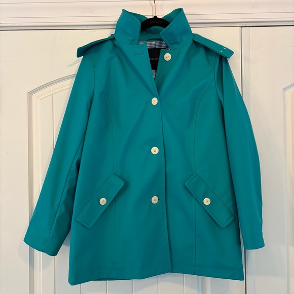 Talbots Teal Classic Rain Jacket for Women with Gingham Lining  Size Small - Picture 2 of 8